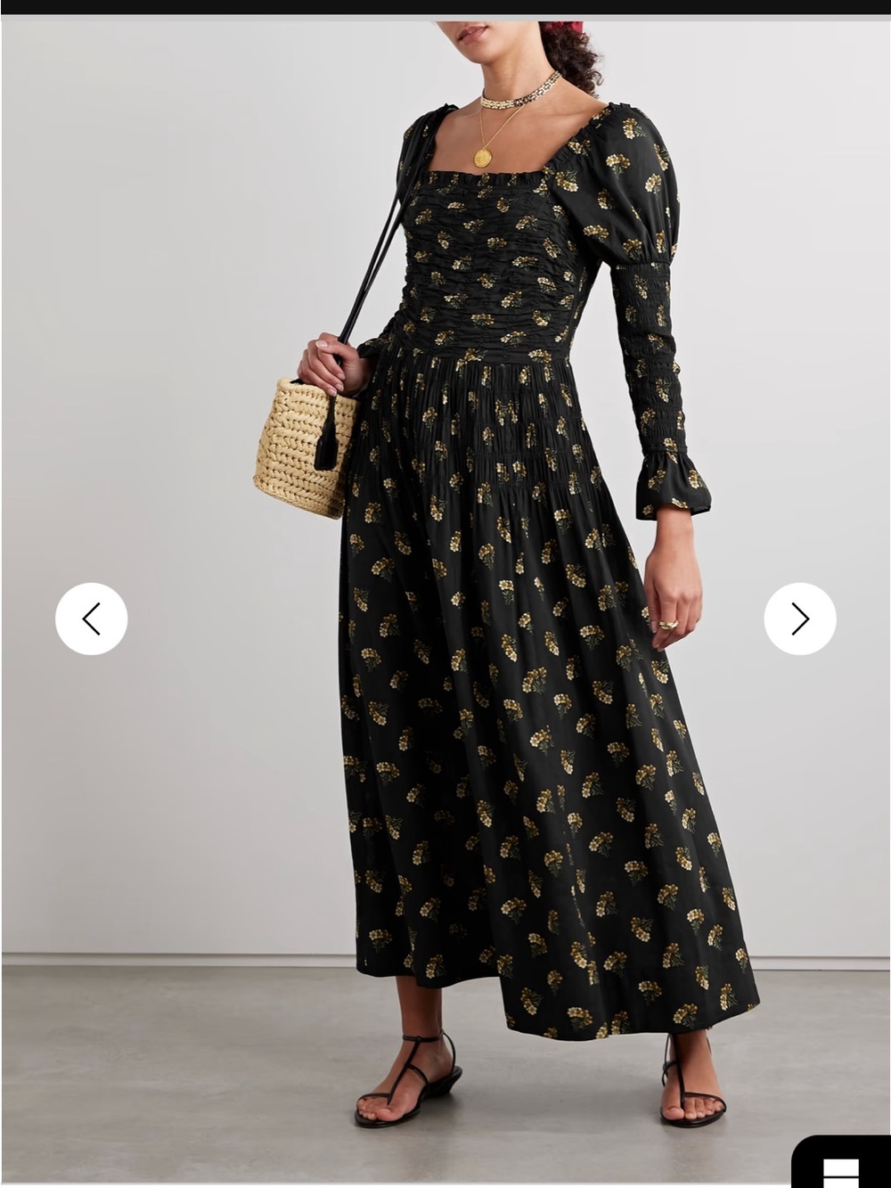 Down wilmina black smocked dress -M